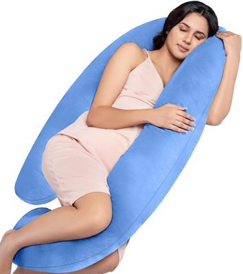 Manbhawan craft ultra soft j shaped Polyester Fibre Solid Pregnancy Pillow Pack of 1(royal blue)