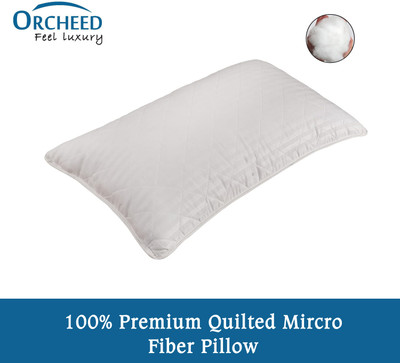 ORCHEED Premium Quilted Bed Pillows, Soft and Luxurious for Back Sleepers 17x27 inch Microfibre Solid Sleeping Pillow Pack of 1(White)