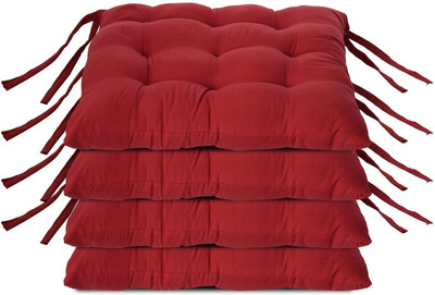 KUBER INDUSTRIES Microfibre Solid Chair Pad Pack of 4(Maroon)