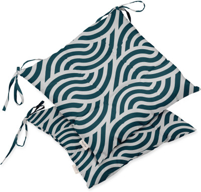 Vargottam Polyester Fibre Geometric Chair Pad Pack of 2(Teal Green)