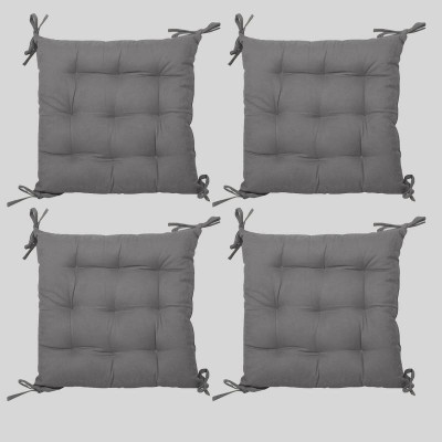 Mom's Moon Microfibre Solid Chair Pad Pack of 4(Grey)