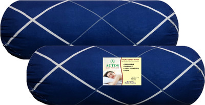 ACTOS Microfibre Geometric Bolster Pack of 2(Blue, White7)