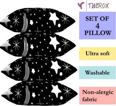 TWIROX LUXURY Polyester Fibre Abstract, Solid Sleeping Pillow Pack of 4(Black)