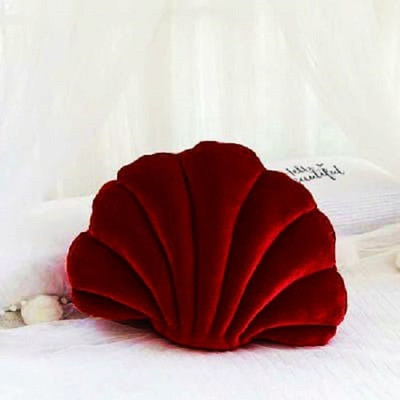 Shri Ganesh Handloom Throw Pillows Shell Shaped Accent Soft Cushion for Living Room,16x16 inches Vetiver Roots Solid Cushion Pack of 1(Maroon)