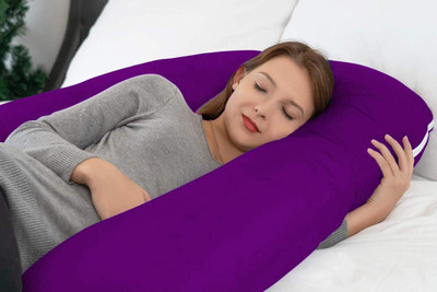 WINX ultra soft j shaped Polyester Fibre Solid Pregnancy Pillow Pack of 1(Purple)