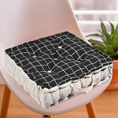 KUBER INDUSTRIES Microfibre Abstract Chair Pad Pack of 1(Black)