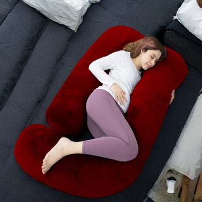THUKRAN Polyester Fibre Solid Pregnancy Pillow Pack of 1(Maroon)