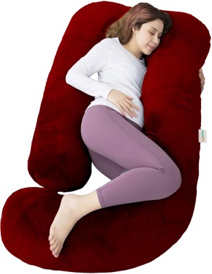 Oyo Baby J-Shape Microfibre Solid Pregnancy Pillow Pack of 1(Maroon)