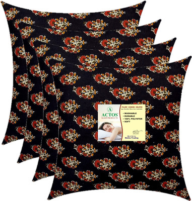 ACTOS Microfibre Floral Cushion Pack of 4(Black)