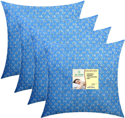 ACTOS Microfibre Floral Cushion Pack of 4(Light Blue)