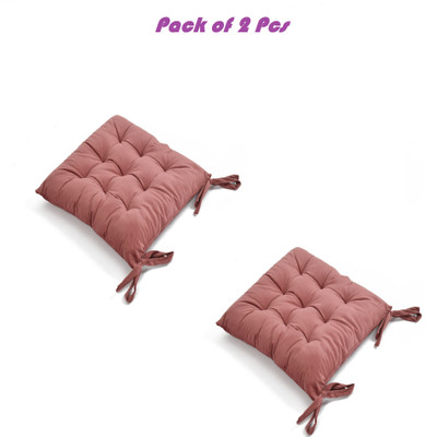 A CUBE LUXURY SOLUTIONS Polyester Fibre Solid Chair Pad Pack of 2(Peach)
