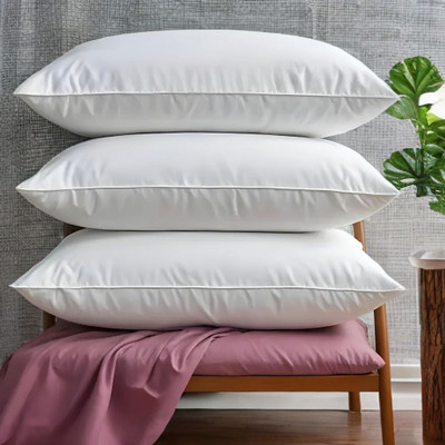 EIRINI Microfibre Sleeping Pillow Pack of 3 Solid LUXURY(White)