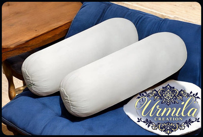 Urmila Creation Round Microfibre Solid Bolster Pack of 2(White)