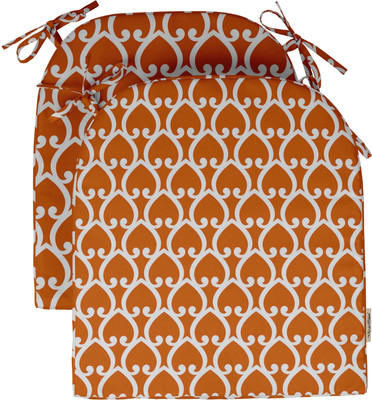 Vargottam Polyester Fibre Geometric Chair Pad Pack of 2(Orange2)