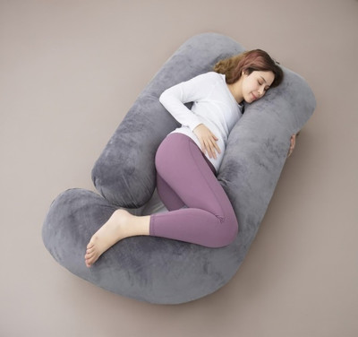THUKRAN Polyester Fibre Solid Pregnancy Pillow Pack of 1(Grey)
