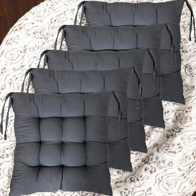 SOFT SNOOZE Soft Luxury Microfibre Solid Chair Pad Pack of 5(Grey)