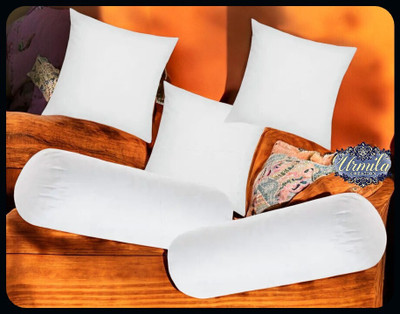 Urmila Creation Microfibre Bolster Pack of 5 Solid Diwan Set Of 3 Cushion & 2(White)