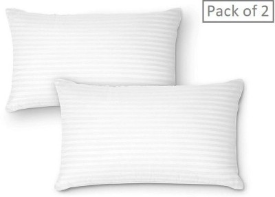 Urban Arts Polyester Fibre Stripes Sleeping Pillow Pack of 2(White)