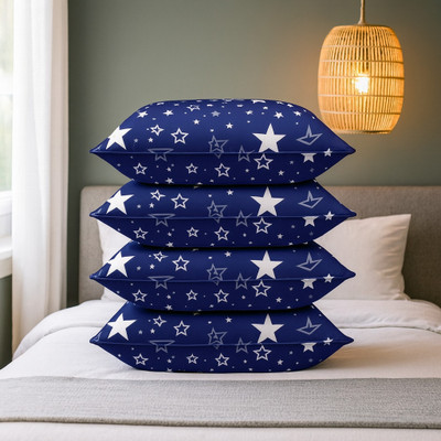 STOMIA Polyester Fibre Sleeping Pillow Pack of 4 Abstract STOMIA(Blue)