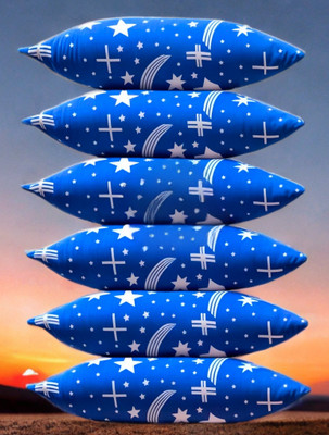 YPOLOIPO Polyester Fibre Sleeping Pillow Pack of 6 Solid LUXURY(Blue)