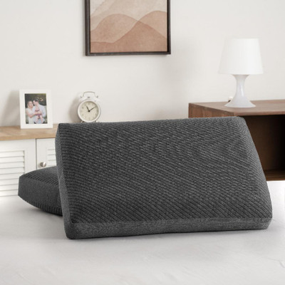 Wakefit Memory Foam Solid Sleeping Pillow Pack of 2(Dark Grey)