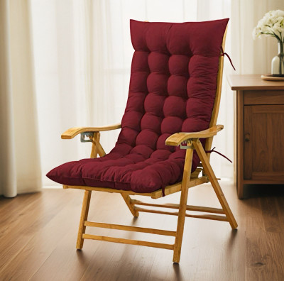 SOFT SNOOZE Microfibre Chair Pad Pack of 1 Solid Soft Ultra Luxury(Maroon)