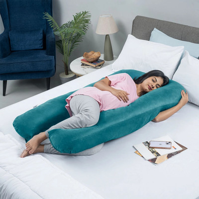 Wakefit U-Shape Memory Foam Solid Pregnancy Pillow Pack of 1(Peacock Green)