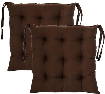 JAYAMBY Microfibre Chair Pad Pack of 2 Solid Chairpad(Brown)