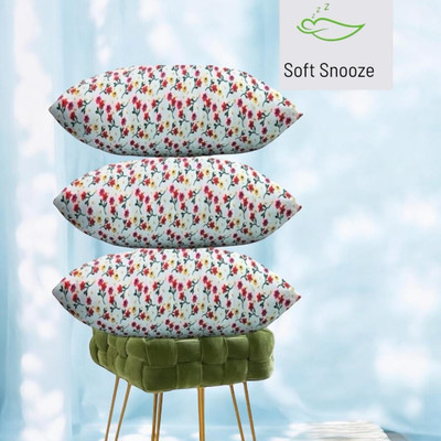 Serene Luxury Microfibre Floral Sleeping Pillow Pack of 3(White)