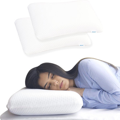 Paramount Memory Foam Solid Sleeping Pillow Pack of 2(White)