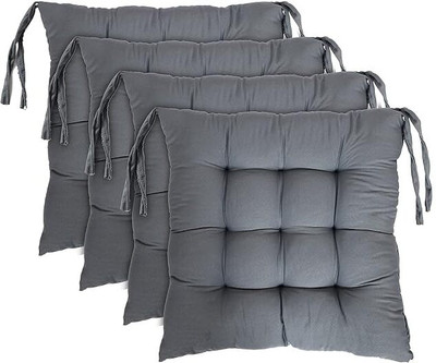 JAYAMBY Chairpad Microbeads Solid Chair Pad Pack of 4(Grey)