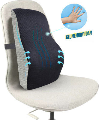 Sleepsia Orthopedic Back Support Pillow Ergonomic Lumbar Support Cushion for Chairs Memory Foam Solid Lumbar Pillow Pack of 1(Black/Grey)