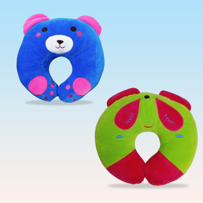 Toes Kids Mustard Seeds, Microfibre Baby Pillow Pack of 2 Animals Soft & Lightweight, Head Shaping Baby Pillow | Ideal for Newborns & Toddlers |(Red, Green)