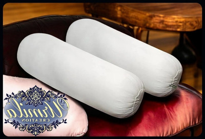 Urmila Creation Round Microfibre Solid Bolster Pack of 2(White)