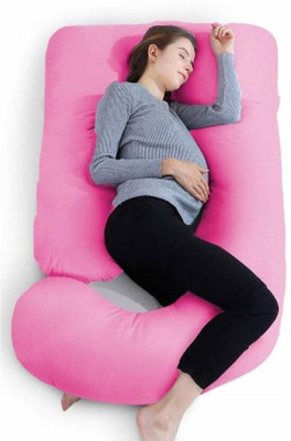 MAHADEV Luxury Velvet C Shape Microfibre Solid Pregnancy Pillow Pack of 1(Pink)