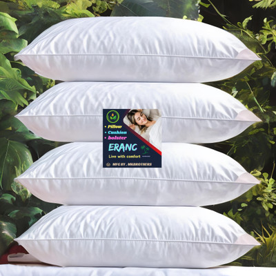 ERANC LUXURY Polyester Fibre Abstract Sleeping Pillow Pack of 4(White)