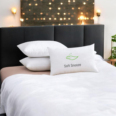 SOFT SNOOZE Microfibre Sleeping Pillow Pack of 3 Solid Soft Luxury(White)
