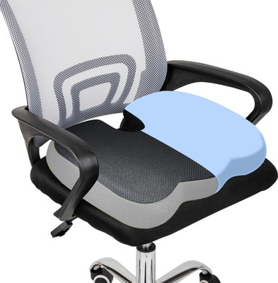 Sleepsia Memory Foam Chair Pad Pack of 1 Solid Coccyx Cushion for Tailbone Support - Cooling Gel Lower Back Lumbar Support(Black/Grey)