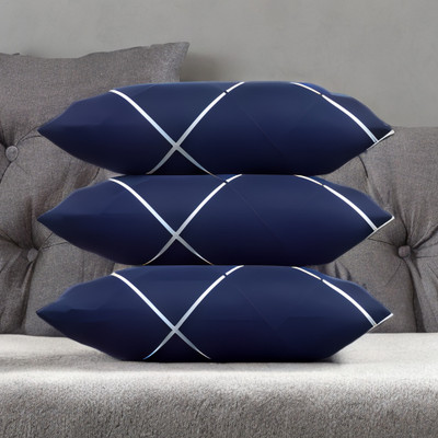 EIRINI LUXURY Microfibre Solid Sleeping Pillow Pack of 3(Blue)