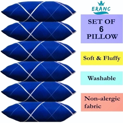 GAULPASTORES Polyester Fibre Solid Sleeping Pillow Pack of 6(Blue)