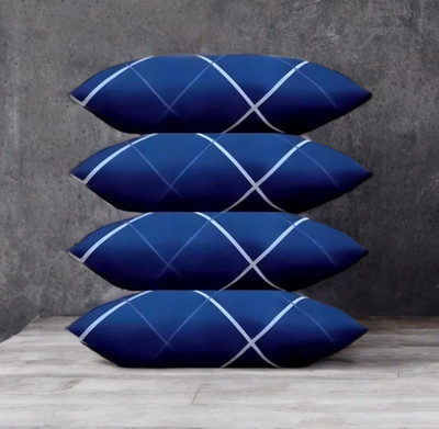 YPOLOIPO LUXURY Microfibre Abstract Sleeping Pillow Pack of 4(Blue)