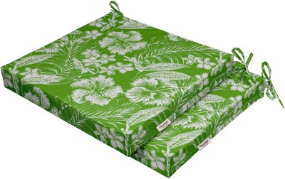 Vargottam Foam Floral Chair Pad Pack of 2(Pear Green1)