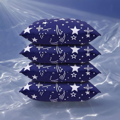 SOFT SNOOZE Luxury Microfibre Abstract Sleeping Pillow Pack of 4(Blue)