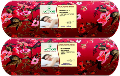 ACTOS Microfibre Floral Bolster Pack of 2(Maroon)