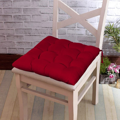Luxurious Life Microfibre Solid Chair Pad Pack of 2(Red)