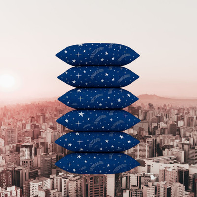 CATHROL Polyester Fibre Sleeping Pillow Pack of 6 Abstract 6 Pillows(Blue)