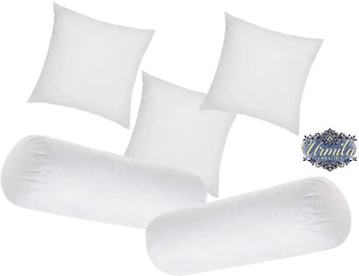 Urmila Creation Diwan Set Of 3 Cushion & 2 Microfibre Solid Bolster Pack of 5(White)