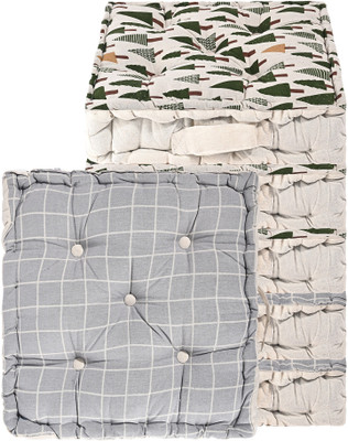 KUBER INDUSTRIES Microfibre Abstract Chair Pad Pack of 6(Grey, Green)