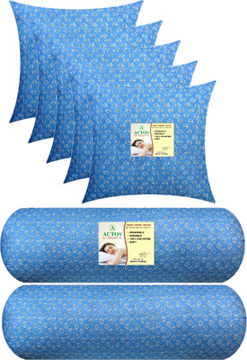 ACTOS 5 Cuhion 2 Microfibre Floral Bolster Pack of 7(Light Blue)