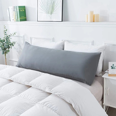 Sleepsia Microfibre Body Pillow Pack of 1 Solid UltraSoft Body Pillow - Full Length Support for Side Sleepers, Pregnancy, -(Grey)